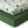 Muslin Changing Pad Cover and Crib Sheets (Monstera Leaves&Dark Green)