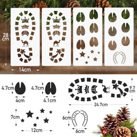 BOFUNX 4 Pieces Christmas Footprints Stencils Three Kings Footprints Stencil Camel Footprint Stencil Reusable Foot Drawing Christmas Decoration