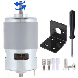 775 DC Motor 12V-24V DC Motor High Torque D C M otor 10000-20000 RPM Dual Ball Bearings Quiet Power Wheels Motor Upgrade D C M otor（with Bracket） (D Shaft Motors)