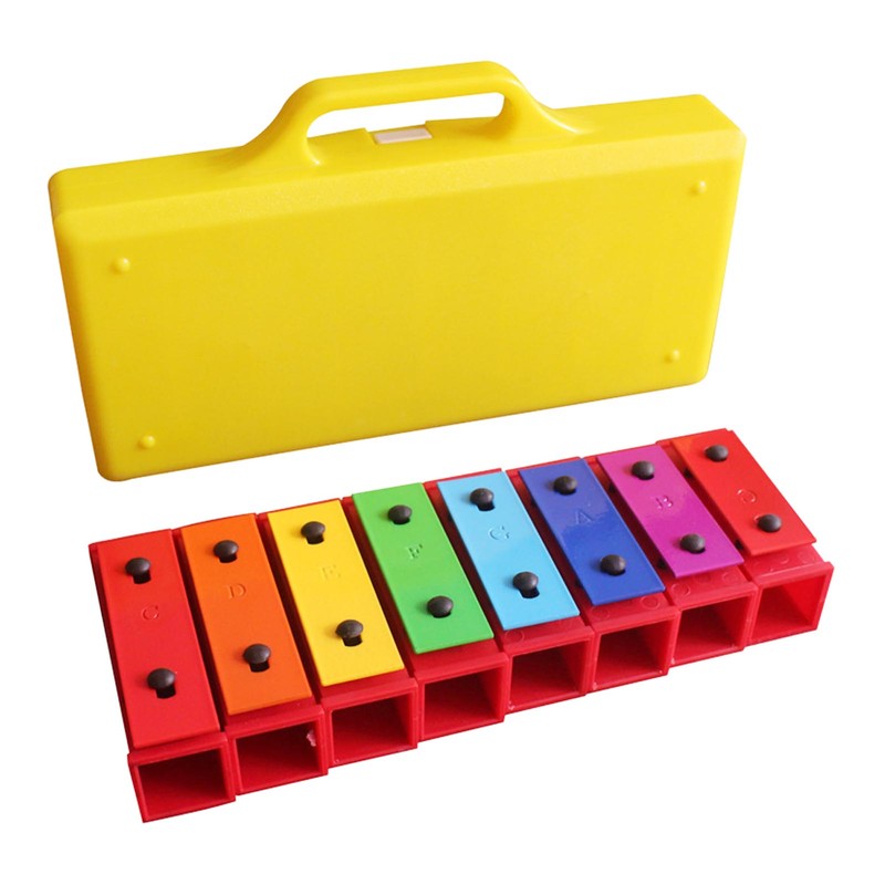 8 Notes Xylophone Colorful Educational Glockenspiel Xylophone Instrument with 2