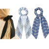 2 Pcs Blue Knotted Bow Hair Scarf Scrunchies with Hollow