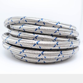 -10AN AN10 Blue Tracer Stainless Steel Braided Fuel Line Flex hose E85 14.2 mm (5/8") – Price for 16FT BLSSAN10-016