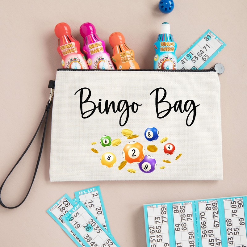 Bingo Bag Linen Style Dabbers Bag Case Pouch Gift
