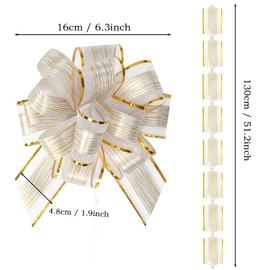 10Pcs 6 Inch Large Pull Bows Snow Bow Ribbon for Gift Wrapping,Baskets,Wedding Car Decoration (White)