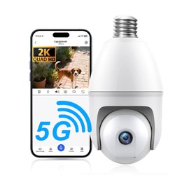 Noahcam Light Bulb Camera, 2K Wireless Outdoor Camera, 5G/2.4G Light Bulb Security Camera with AI Human Detection, Color Night Vision, Motion Alerts, 2-Way Audio, Compatible with Alexa