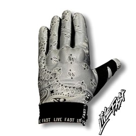 Live Fast Grey Paisley Motorcycle Gloves XS - Best Mountain Leather Dirt Bike Moto Riding Motorcycle/Motocross Gloves for Men, Women Bikers