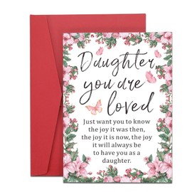Valentine Day Gifts Card for Daughter, Daughter Valentines Day Card, Daughter Birthday Card, Valentines Card for Daughter, Birthday Card for Girls from Mom Dad, Daughter You Are Loved Gifts Card 1PCS