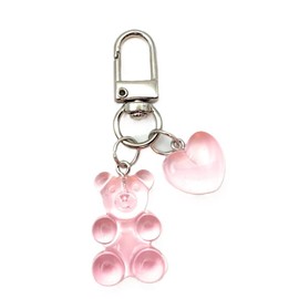 4Trails Gummy Bear Keychain with Heart Charm, Resin Bear Lucky Cute Keyring
