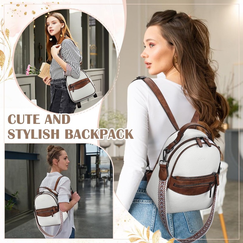 RAVUO Small Backpack Purse for Women, Designer Leather Handbag Cute