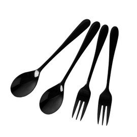 BLKP Pearl Metal AZ-5033 Tea Spoons / Fruit Forks 2 Pieces Set of 4 Limited Edition Black Titanium Plated Processing BLKP Black