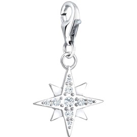 Nenalina 0403742619 Star Charm 925 Sterling Silver for Women, Glass Crystals, Fits All Standard Charm Bracelets and Charm Bracelets, Colour: Silver, Glass