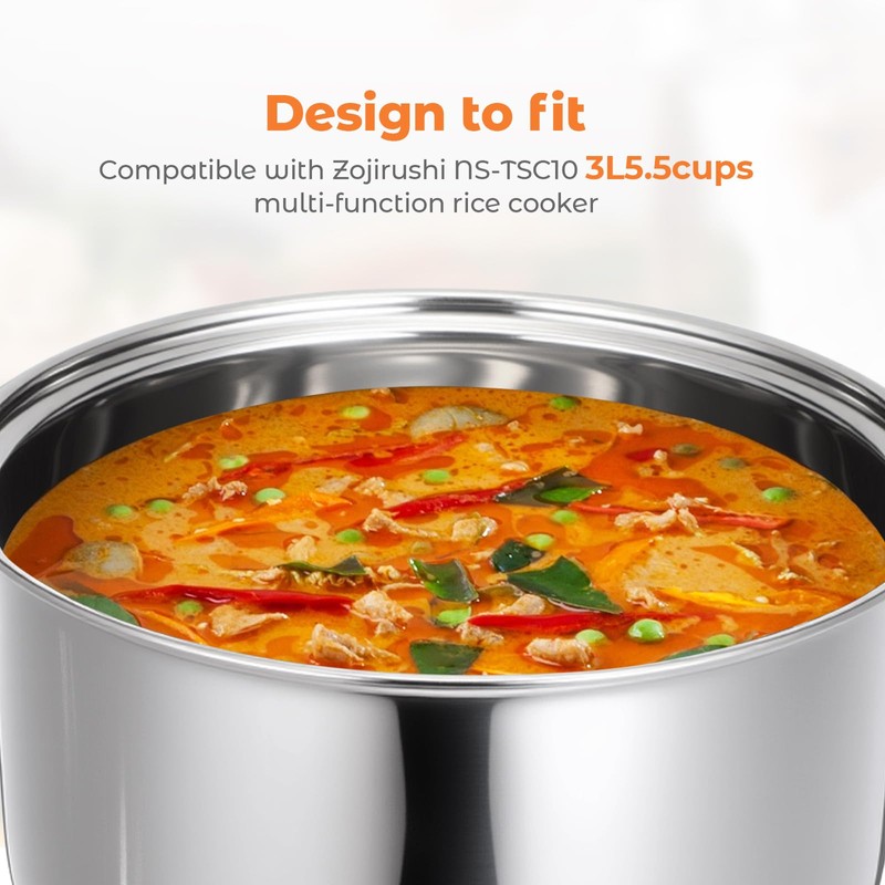 Baderke 304 Stainless Steel Inner Pot Compatible with Zojirushi NS-TSC10