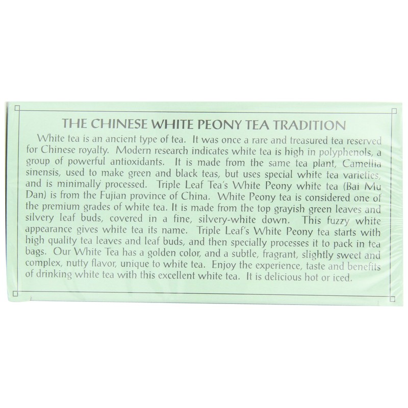 Triple Leaf Tea, White Peony, 20 Tea Bags (Pack of
