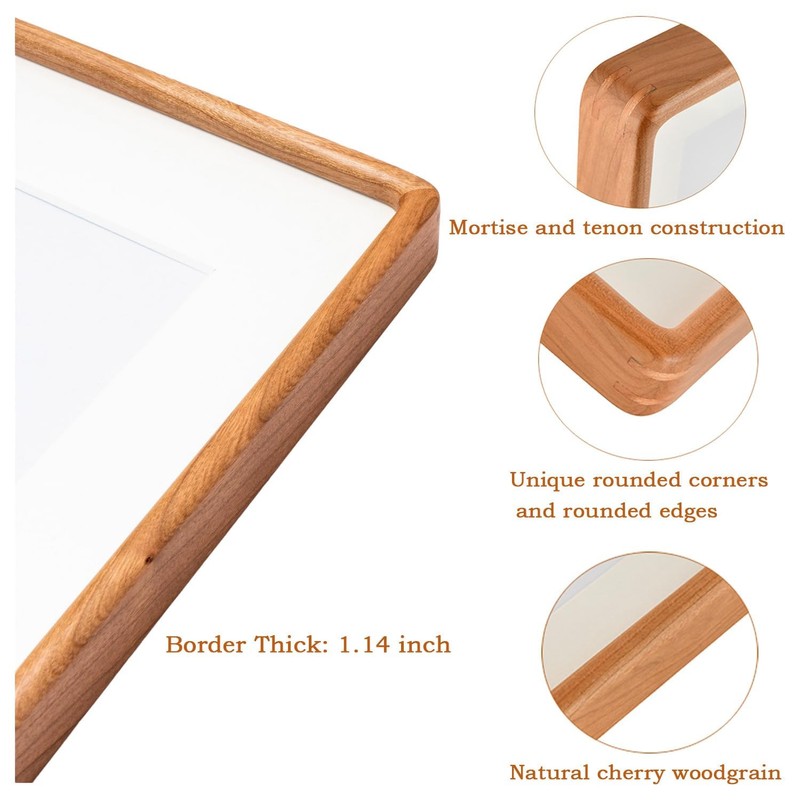 20x20 Solid Cherry Wood Picture Frame with 16x16 Mat Opening
