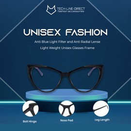 TECH-LINE-DIRECT FASHION ACCESSORIES Unisex Fashion Eyewear Shades Black Hot Fashion Clear Lens Nerd Geek Glasses UK