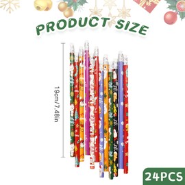 24 Pcs Christmas Pencils for Kids Christmas Wooden Pencils Christmas Pencils with Eraser Christmas Cartoon Wooden Graphite Pencil Set for Students School Stationery Xmas Gifts Party Bag Fillers
