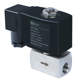 U.S. Solid 1/4" High Pressure Solenoid Valve, 12V DC, Stainless Steel, 100 bar, -76°F to 248°F – Heat-Resistant, High-Pressure Valve for Industrial Use, Water, Gas, Oil and Fluid Control