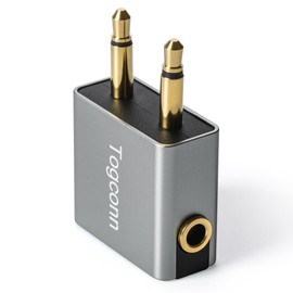 1/8" 1/8 Inch Airplane Flight Headphone Adapter,Dual 3.5mm Male to 3.5mm Female Airplane Headphones Jack Aux Audio Converter Connector (Aluminum Shell) for in-Flight Entertainment Systems