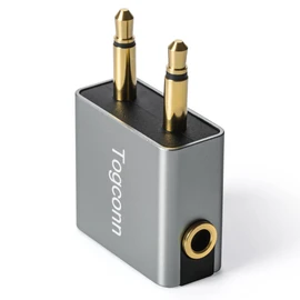 1/8" 1/8 Inch Airplane Flight Headphone Adapter,Dual 3.5mm Male to 3.5mm Female Airplane Headphones Jack Aux Audio Converter Connector (Aluminum Shell) for in-Flight Entertainment Systems