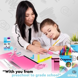 Enday Back to School Supplies for Kids, Pink School Supply Box Grades K-5, Pr...