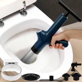 US Toilet Plunger Kit High Pressure Air Toilet Plunger with Real-Time Barometer Stainless Steel Drain Clog Remover Powerful Sink Plunger Plumbing Tools for Toilets Floor Drain Kitchen Sink
