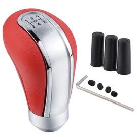 Padaodao Car Shifter Knob Accessories Red Leather Gear Stick Head Fit for Most Transmission Vehicles SUV Trucks Cars
