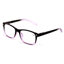 Rectangular Lightweight Reading Glasses - Anti-Reflective Coating - Spring Hinge Reader AR (Purple, 2.00)