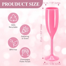 XUWAIDSGN Champagne Flute Acrylic Champagne Glasses Wedding Toasting Champagne Flute Goblet Plastic Reusable Unbreakable Champagne Cups for Bachelorette Wedding Bridal Shower Party (Pink, 10)