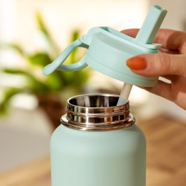 Hydrapeak Straw Lid With Flexible Handle and Straw - Fits All Hydrapeak Wide Mouth Insulated Water Bottles, Leak Proof and Spill Proof Bottle Cap (Black)