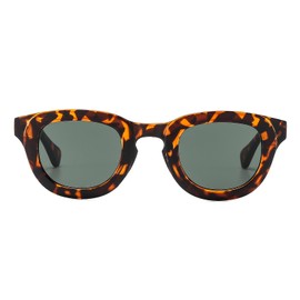 LJCZKA Vintage Round Sunglasses for Women Men Oval Small Circle Fashion 90s Unisex UV400 Protection Glasses (LeopardDarkGreen)