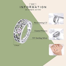 PAHALA 925 Strling Silver Daisy Flower Infinity Love with Crystals Finger Weeding Party Ring 8