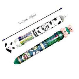 Lopenle 8PCS 10-in-1 Colored Pens Multicolor Ballpoint Pens 10-color Retractable Pens Novelty Animal Ballpoint Pens Bunny Cow Multi color Pens Cute Bear For School Office Bithday Christmas