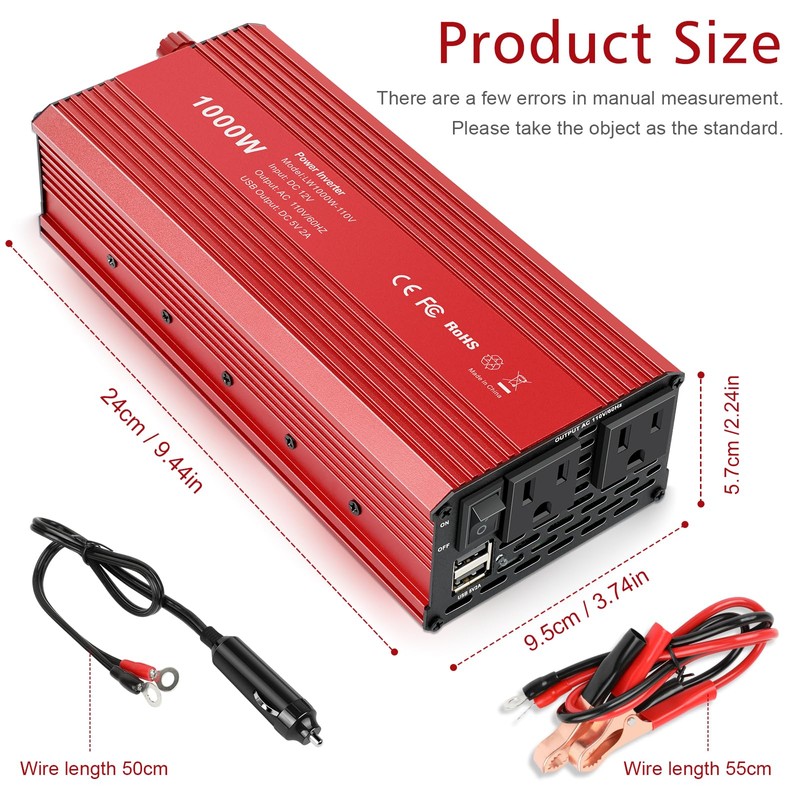 Fancy Buying 1000W/2000W(Peak) Power Inverter for Vehicles, DC 12V to