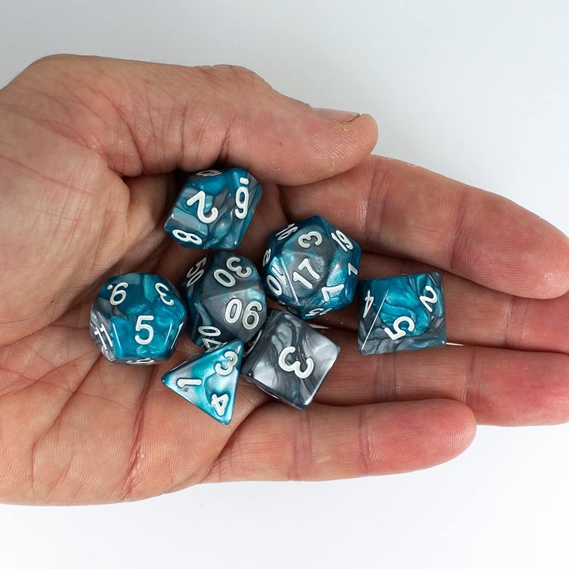 Paladin Roleplaying Grey and Blue DND Dice Set - 'Frostblade'