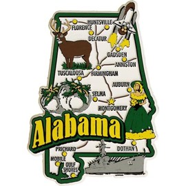 Alabama State Outline Refrigerator Magnet, Approximate Size 3 inch x 4 inch