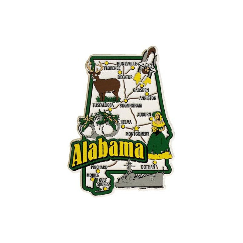 Alabama State Outline Refrigerator Magnet, Approximate Size 3 inch x