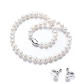 [Quality Guaranteed] Genuine pearl necklace set or earrings set, Big pearl, 0.3 inch (8 mm), For ceremonies