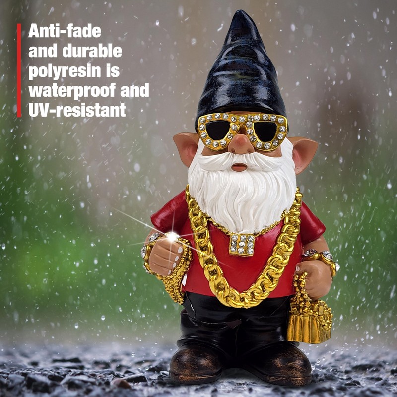 Better Office Products Garden Gnome Statue, 12" Height, Handcrafted Waterproof,