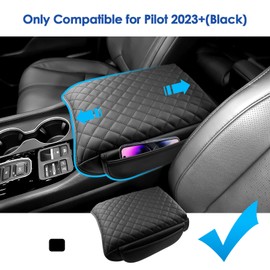 Coleya for 2023 2024 2025 Honda Pilot Center Console Cover (with Side Pockets) for Honda Pilot All Trims, Leather Cushion Padded 2025 Pilot Armrest Cover 2025 2024 Pilot Accessories (Padded)