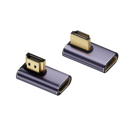 HDMI to HDMI Adapter, YFFSFDC [2 Pack] L-Shaped HDMI Male to HDMI Female Adapter, Left Right Angled 90° Middle Vent HDMI Extension Adapter 48Gbps HDMI 2.1 Adapter 8K@60Hz 4K@120Hz TV HDR Full HD