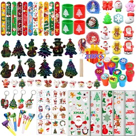 209PCS Christmas Party Favors for Kids, Christmas Stocking Stuffers Assortment Toys Bulk for Kids Christmas Gifts, Christmas Goodie Bag Stuffers School Classroom Rewards