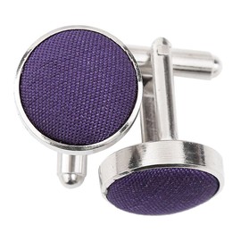 AAMERA Cufflinks for Men, Silver Tone Cuff Link Set for Weddings, Formal Dinners and Business Events, Round Shape with Bullet Back Toggle Closure, For All Cufflink Compatible Shirt (Purple)