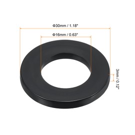 PATIKIL M16 Nylon Flat Washer, 8 Pack 16mm ID 30mm OD 3mm Thick Sealing Spacer Gasket Ring for Faucet Pipe Water Hose Fastener Bolt, Black
