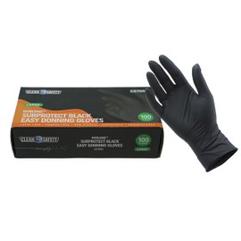 CleanSafety Nitrile/Vinyl NVBlend Easy Donning Industrial Gloves Black Box/100 (Small)