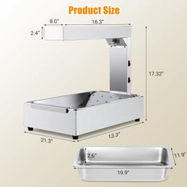 Commercial 620W Stainless Steel French Fry Warmer - Adjustable Heat Lamp & Dump Station for Food Trucks, Buffet Counters, Catering Services