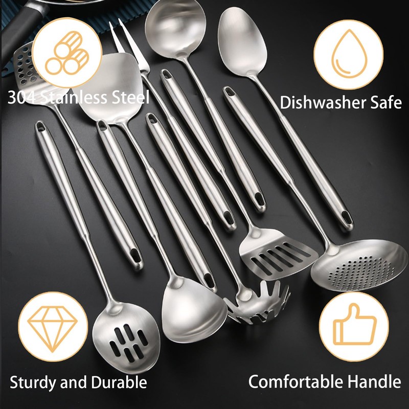 10 PCS Stainless Steel Kitchen Utensil Set Cooking Utensils, Potato