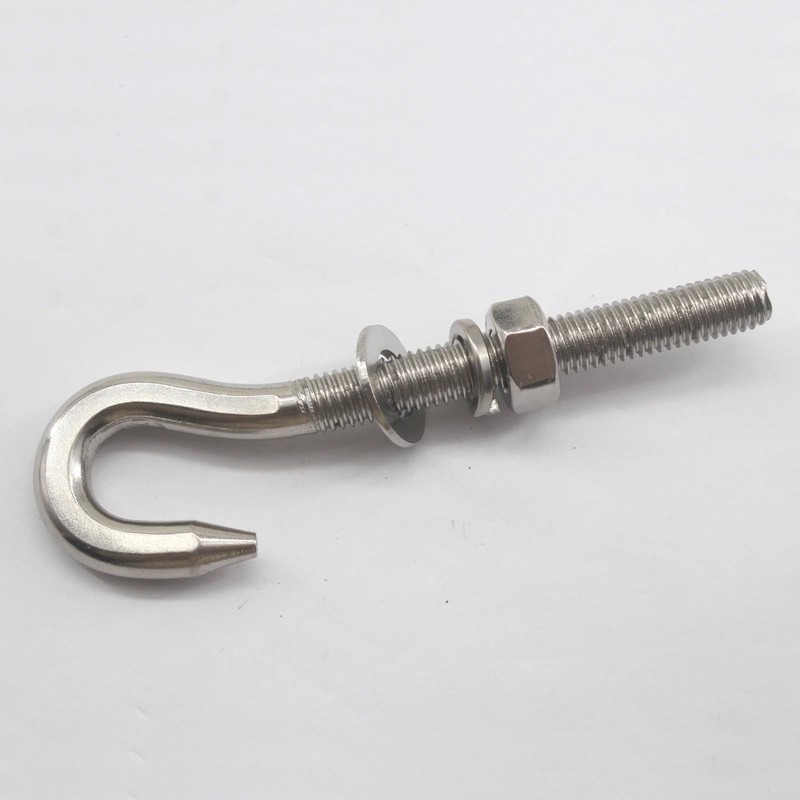 (6 Pieces) M10 Heavy Duty Thread Eye Hook 304 Stainless