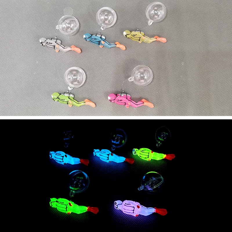 2pcs Glow-in-The-Dark Fish Tank Decorations, Cute Little Diver Aquarium Decoration,