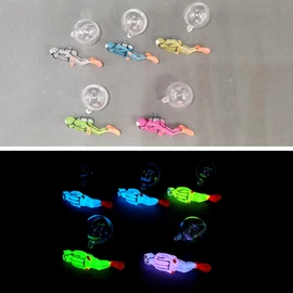 2pcs Glow-in-The-Dark Fish Tank Decorations, Cute Little Diver Aquarium Decoration, Floating Aquarium Accessories(Blue& Yellow)