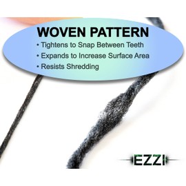 EZZI Woven Expanding Dental Floss | Naturally Waxed & Textured w/Charcoal & Xylitol to Optimally Clean Gums | Mint | Thick & 109 Yards